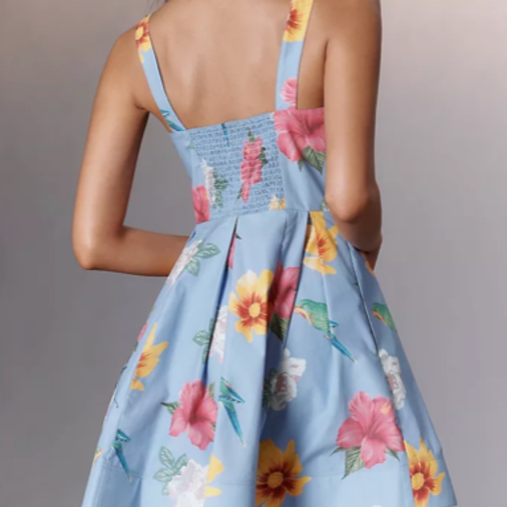 Anthropology Scoop-Neck Printed Cotton Mini Dress - Picture 2 of 4